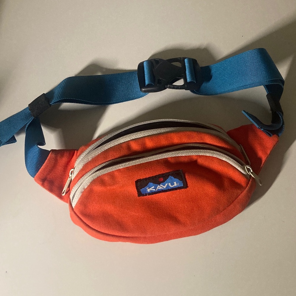 KAVU Orange Fanny Pack with Blue Strap